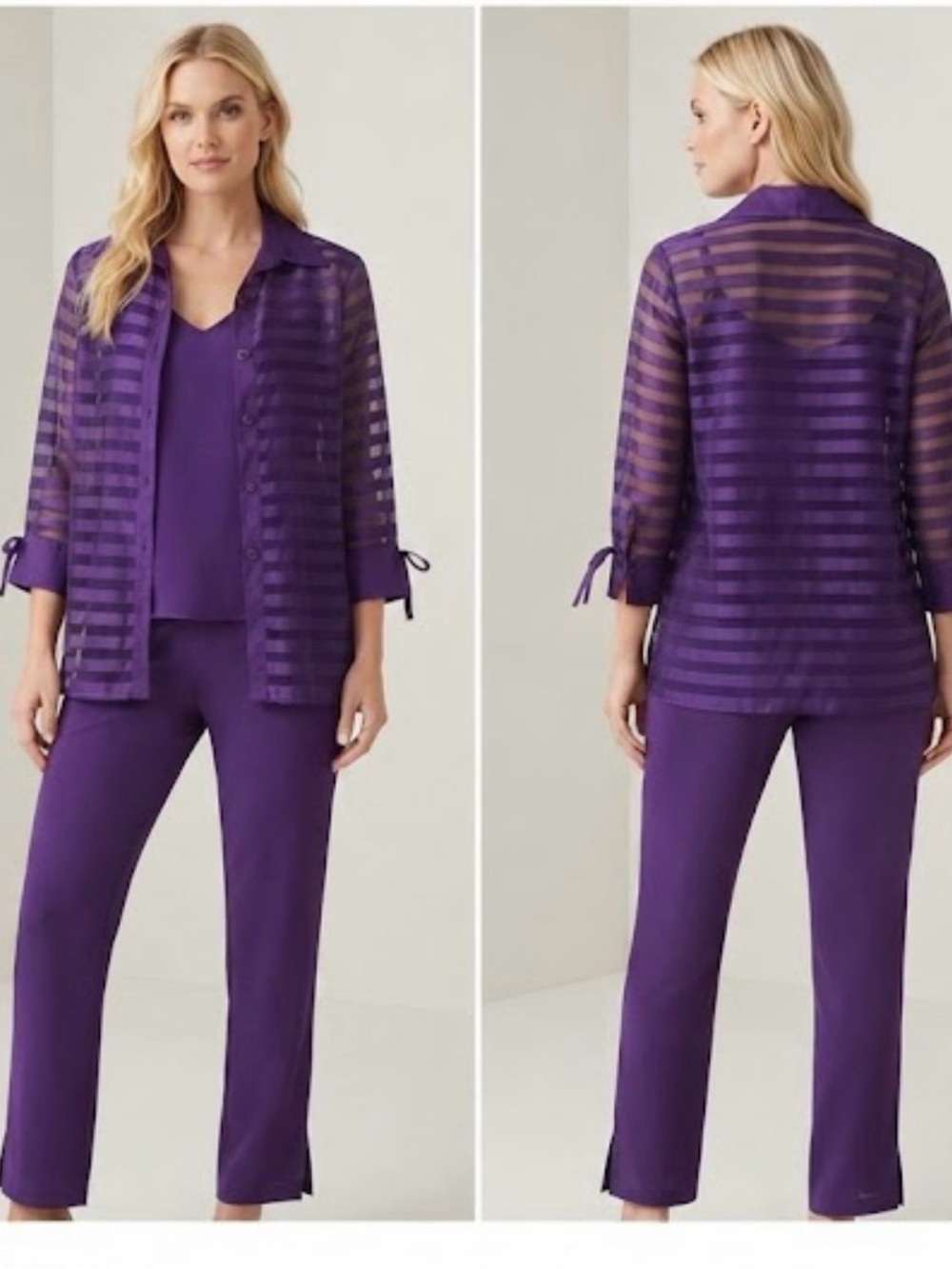 🔴 Gorgeous 3Pcs. Purple Pants Set- Size 10P=8Rg